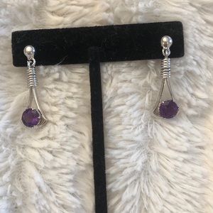 Sterling silver amethyst drop earrings